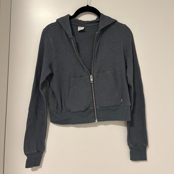 TNA Waffle Zip Hoodie in Dark Grey - Picture 2 of 5